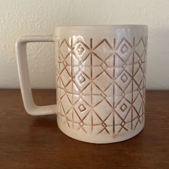 Creative Co-op stoneware Ceramic Mug Geometric Boho Mid Century‎ Modern MCM - Picture 3 of 7